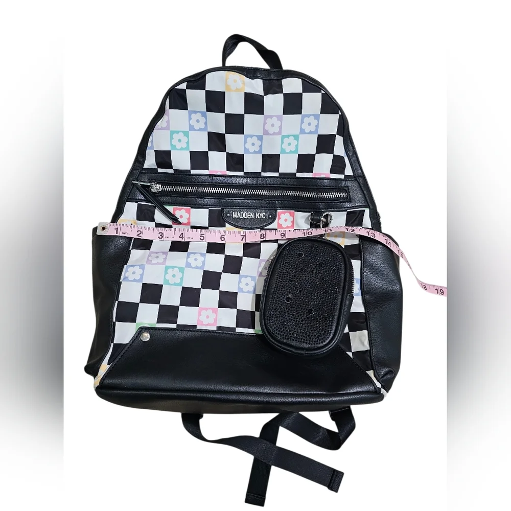 Madden NYC Checkered Flower Dome Backpack Black 17